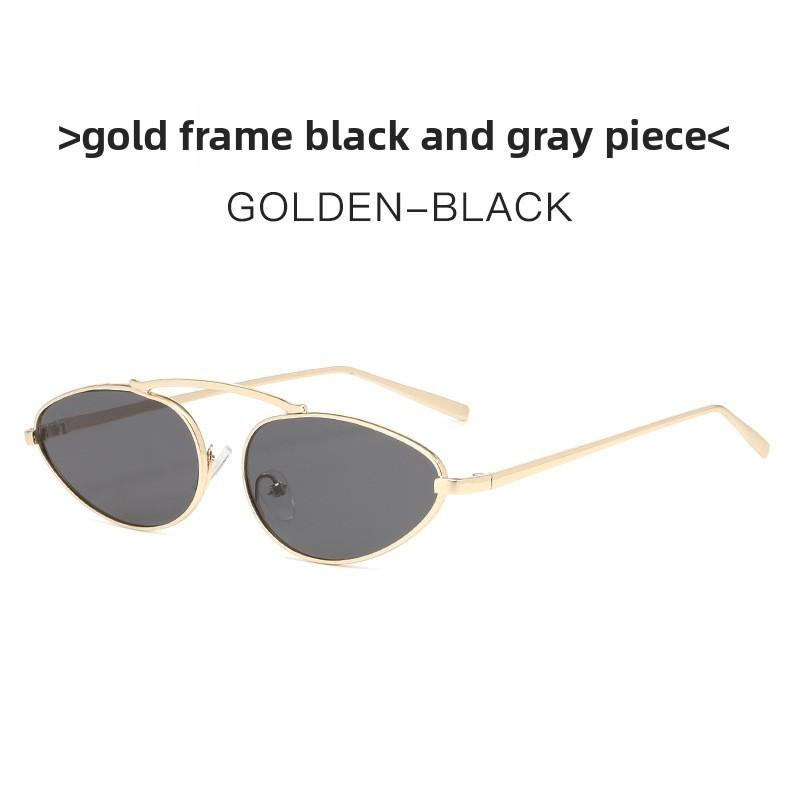 

Geometric Cat Eye Eyewear With Metal Frame Uv400 Sunshade For Stylish Outdoors GoldFrameBlackGray