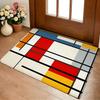Tappetino Geometrico Astratto Stampa Mondrian Morbido Spesso Antiscivolo in Flanella Calda per Soggiorno Camera da Letto Cucina Tappeti Decorativi