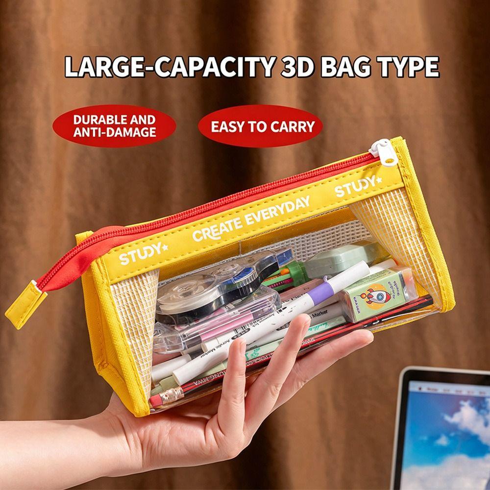 Visible Transparent Pencil Case Multiple Layers Stationery Organizer New Pen Bag for Students
