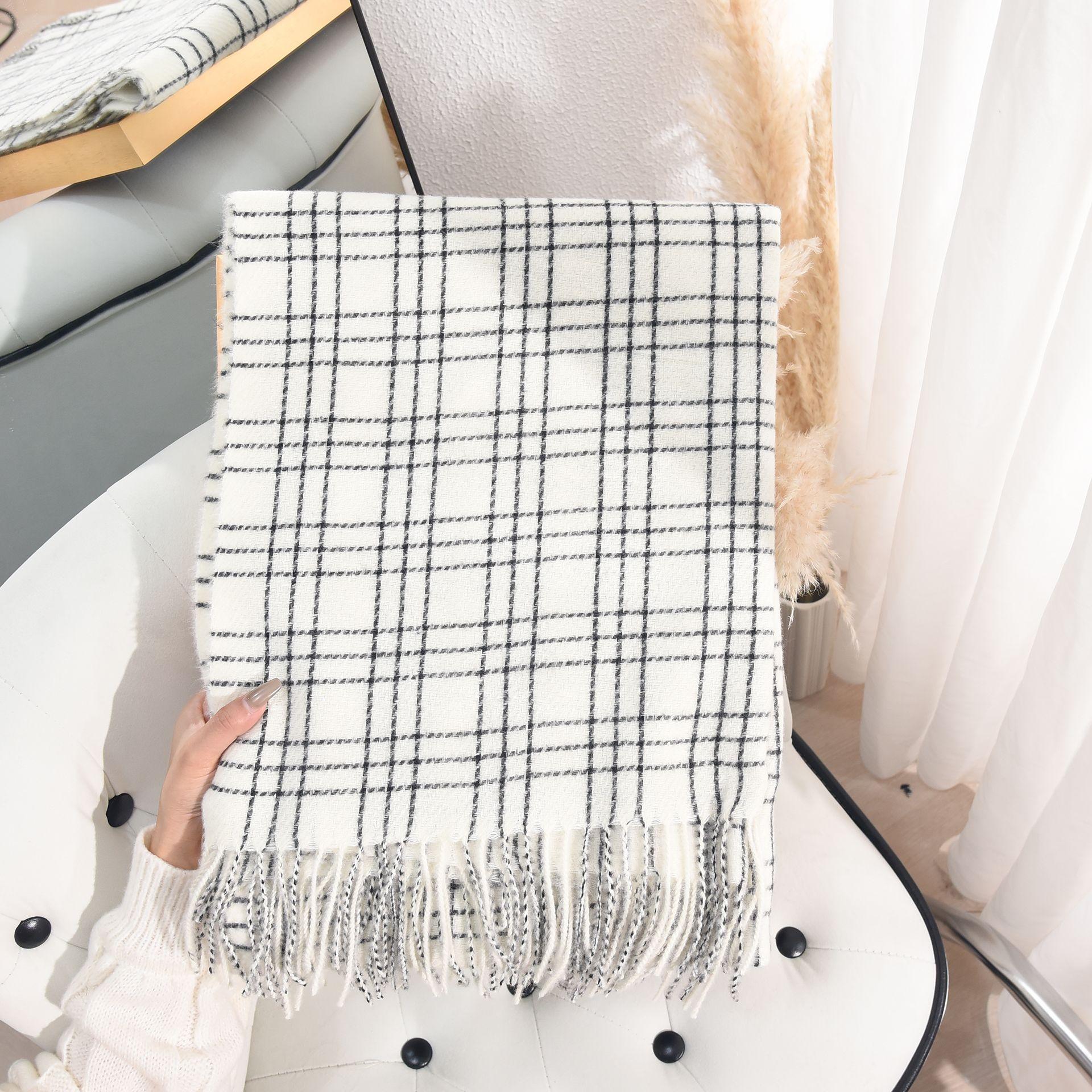 

Модный клетчатый шарф осенне-зимней атмосферы, парный, с передовым ощущением, в студенческом стиле, имитация кашемира, утолщенный теплый шарф 66*180