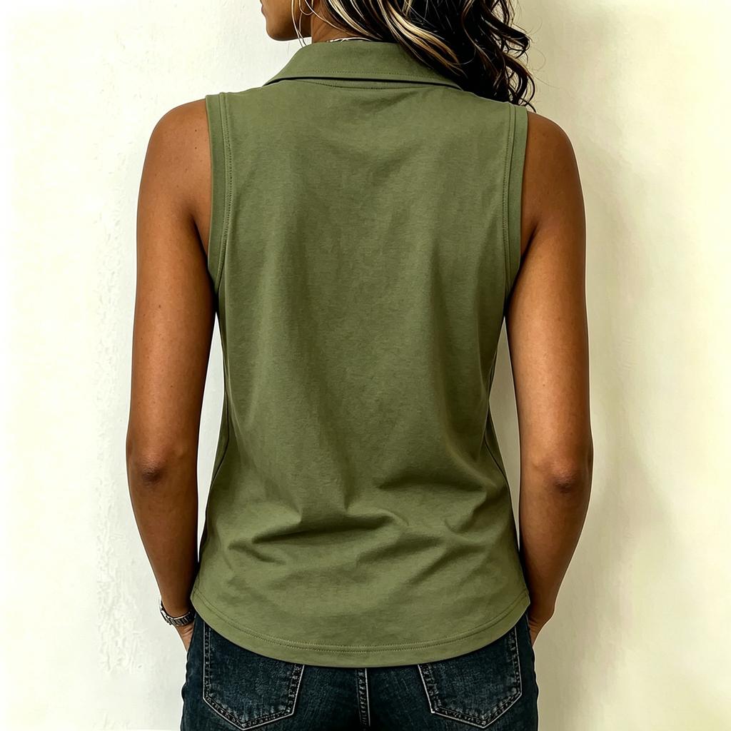 Sleeveless Polo Shirt for Women V Neck Collar Casual Tank Top Soft Fabric Summer Blouse Lightweight Breathable Fit