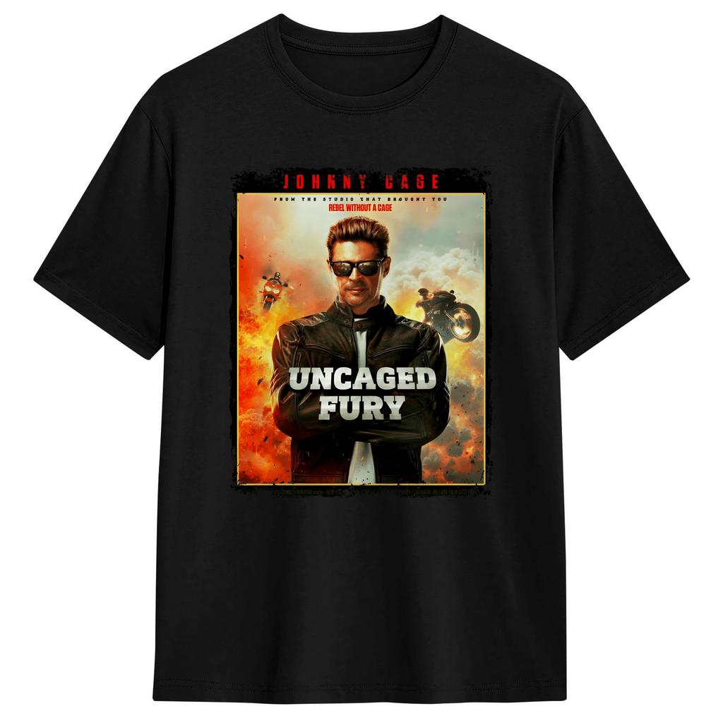 Johnny Cage Uncaged Fury TShirt Beach Cotton T Shirts For Couple Casual Tee Shirt Short Sleeves Y2K Basic Tees