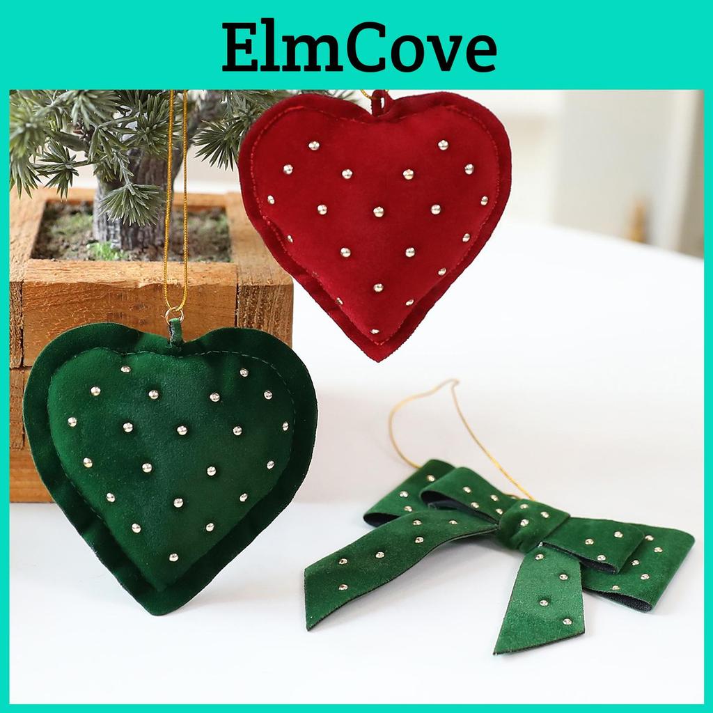 Christmas Tree Hanging Decorations With Heart And Bow Design For Holiday Decor