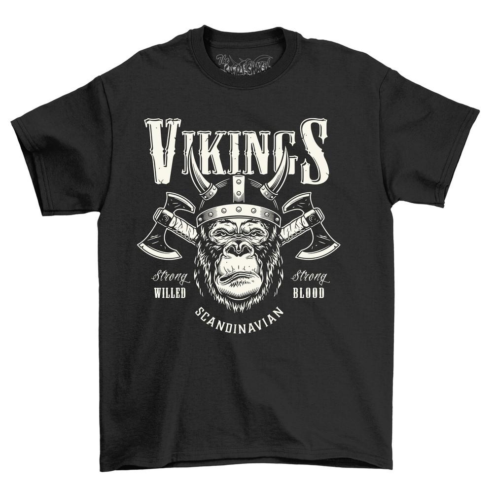 Gorilla and Axe Viking T-Shirt - Hilarious Norse Battle! Unisex Printed Design, Fu