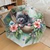 1PC Puppy Flowers Umbrella-8-Rib Reinforced, Automatic Open, Lightweight & Durable, Fashion Accessory for Outdoor-L0371