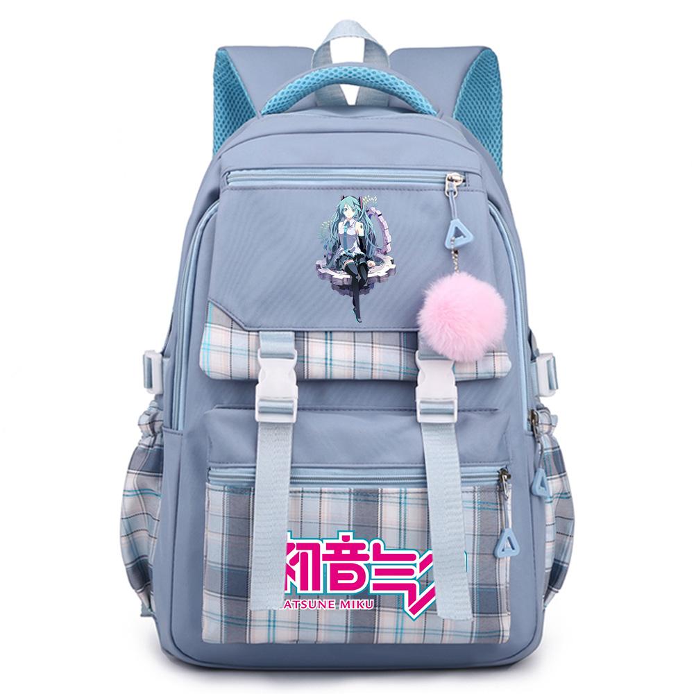 Cartoon Anime Hatsune Miku Printed Large Capacity Backpack for Teenger Student Bookbag Girl Boy Schoolbag Bookbag Women Waterproof Travel Bag