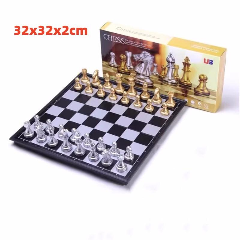 Magnetic Board Games Large Chess Set For Match Travel Go Game Set Portable Plastic Chess With Chessboard 32 Chess Pieces