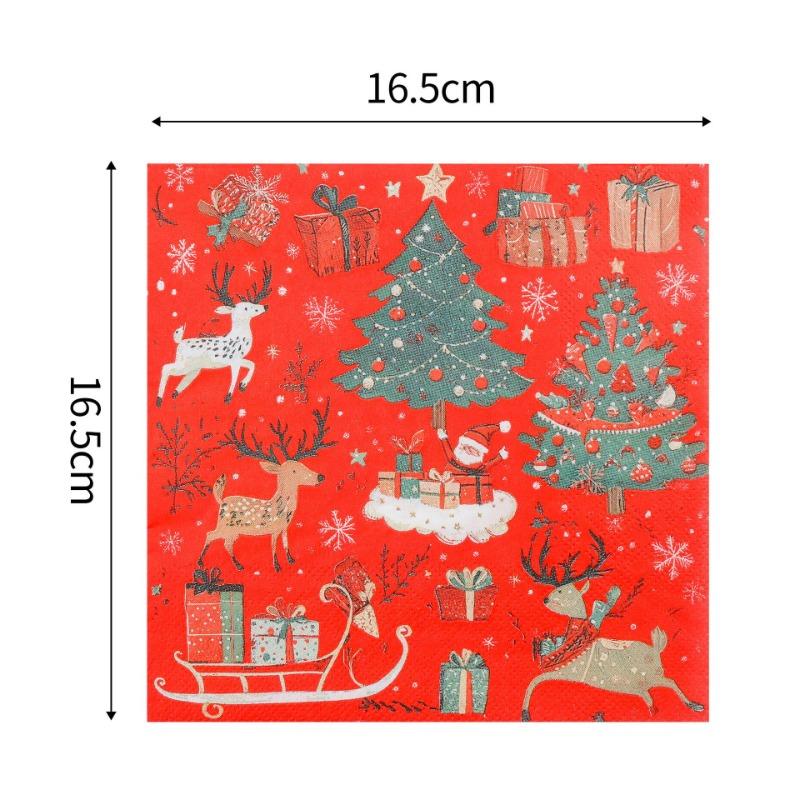 20pcs/Pac 33*33cm 2-Ply Disposable Party Napkin Christmas Pattern