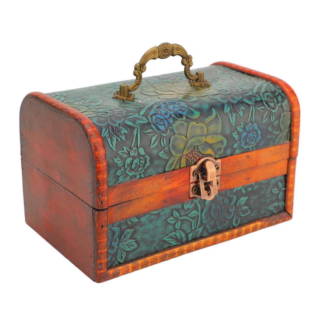 Vintage Jewelry Box Retro Flower Pattern Decorative Keepsake Box for Bracelet Hairclips Pendants