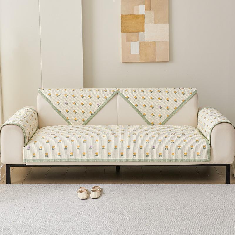 Korean-style Twill Pure Cotton Padded Non-slip Sofa Cushion, Cotton All-season Universal Washable Living Room Seat Cushion