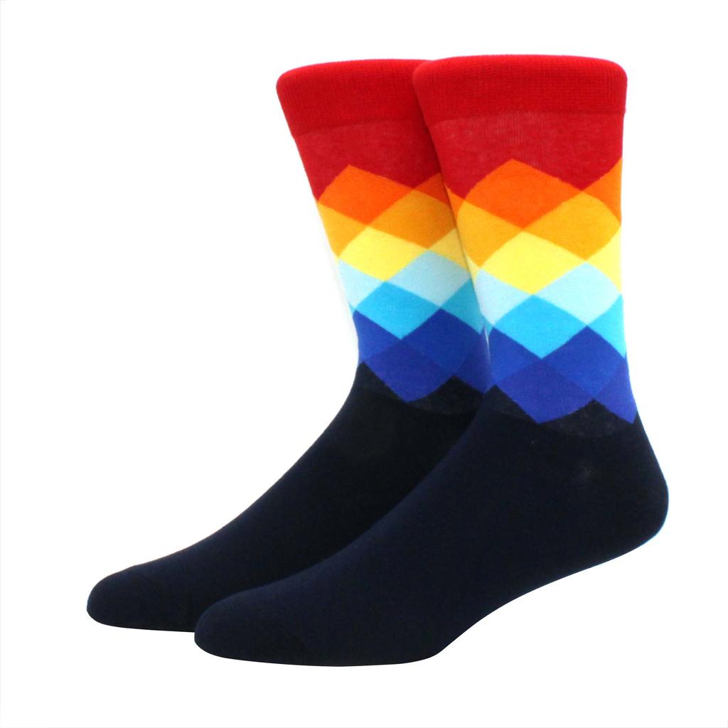 Male Tide Brand Men Cotton Socks Gradient Color Summer Style Long Wedding Sock Men's High Funny Happy Business Socks Man Sox
