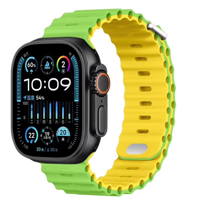 Silicone Ocean Strap For Apple Watch Band Ultra 3/2 49mm 46mm 45mm 42mm 44mm 41mm Sports Bracelet iWatch 11 10 9 8 7 6 5 SE band