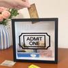 Travel Adventure Archive Shadow Box Square Ticket Stub Stamp Letter Photo Keepsake Storage Box with Slot Home Office Desktop Decoration