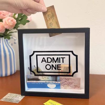 Reiseabenteuer Archiv Schattenbox Quadratisch Ticketabschnitt Stempel Brief Foto Andenken Aufbewahrungsbox mit Schlitz Heim Büro Schreibtisch Dekoration