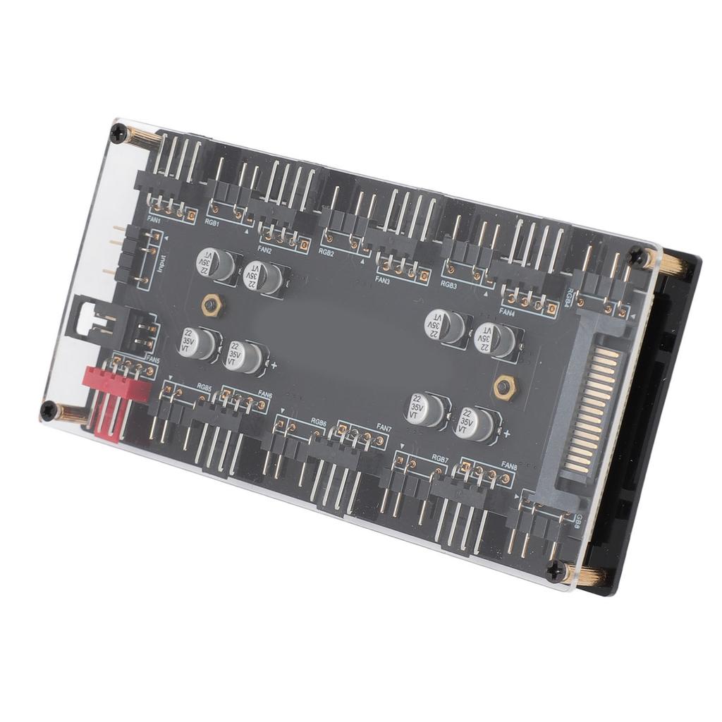 ARGB PWM 2 In 1 Hub 8 Way 5V 3 Pin ARGB HUB and 8 Way 12V 4 Pin PWM Hub with Acrylic Shell for Expanding Motherboard