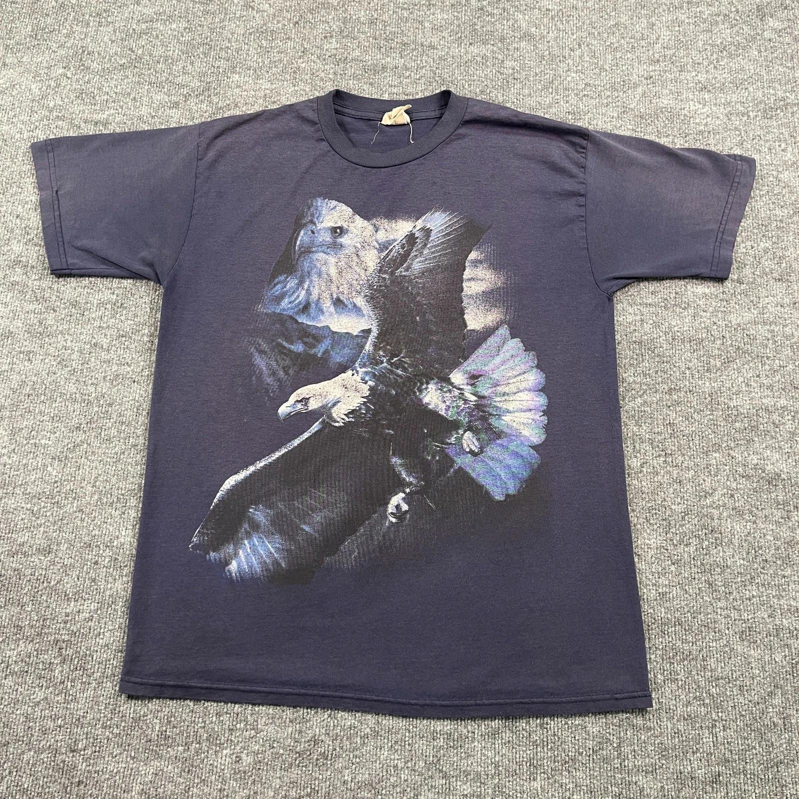 Vintage 90s Jerzees Eagle Shirt Large 21x28 Blue M