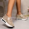 Women's Low-top Sneakers With Shiny Mesh, Breathable Fabric, EVA Sole, All-season Casual Sports Shoes