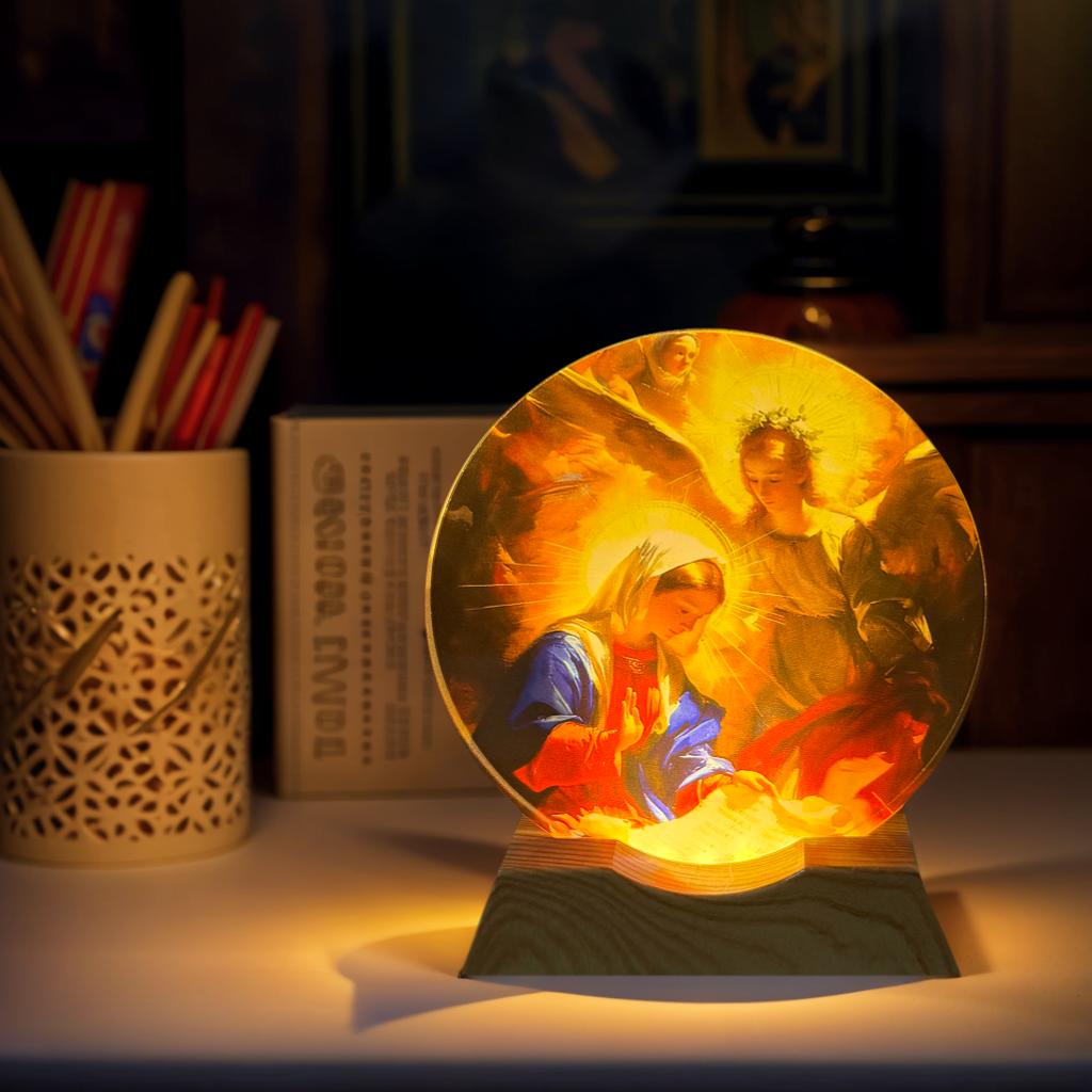 

Virgin Mary Angel Crystal LED Night Light Strip Base - USB-powered glass decorative lamp, suitable for bedrooms, living rooms, b Virgin Mary Angel&USB Plug