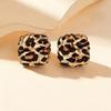 Fashion Leopard Print Geometric Square Earrings for Women Geometric Earrings Daily Wear