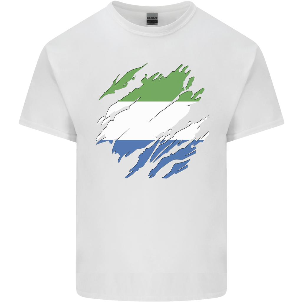 Torn Sierra Leone Flag Leonian Day Football Unisexs Light Cotton TShirt