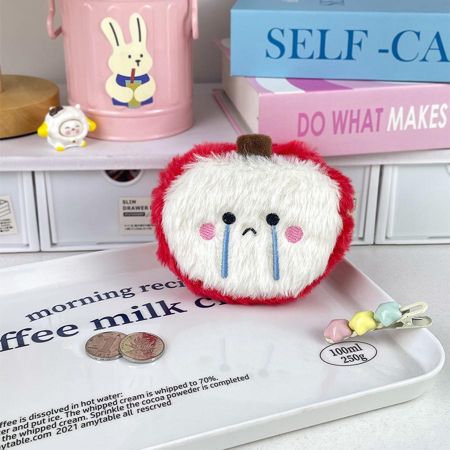 Korean Style Plush Coin Purse & Keychain - Breakfast Food Design, Large Capacity Pencil Case, Portable Storage Bag