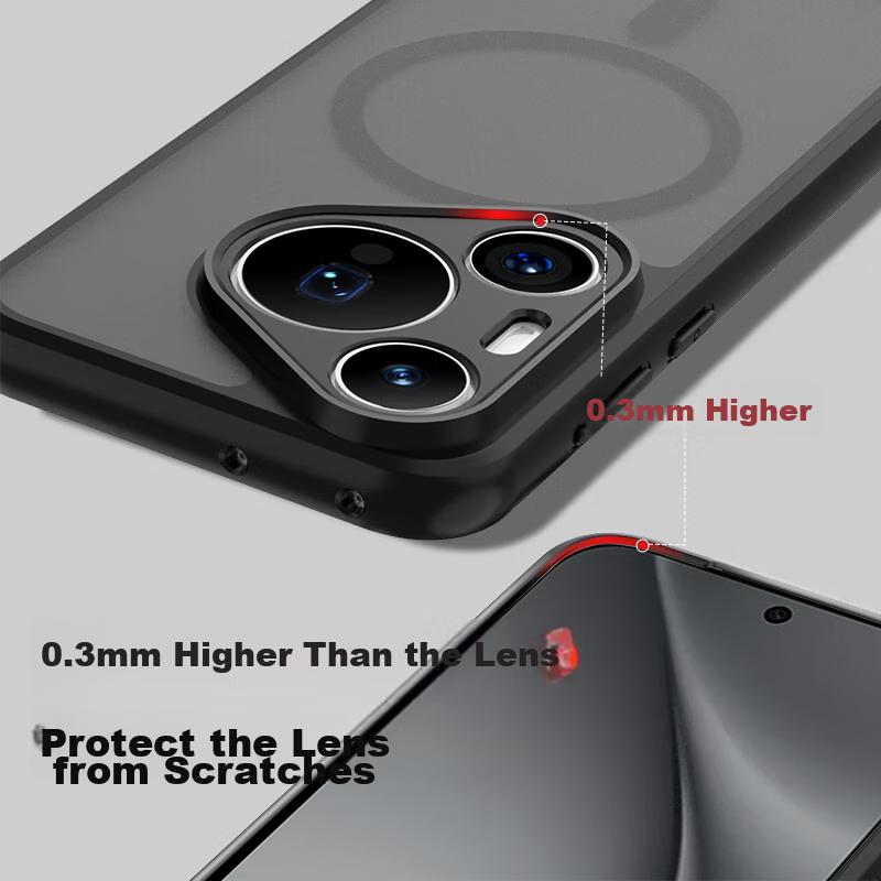 Huawei Pura70pro Phone Case, P70pro+ Universal Magnetic Charging, Full Lens Protection, Airbag Shockproof, Frosted Anti-Fingerprint Protective Case