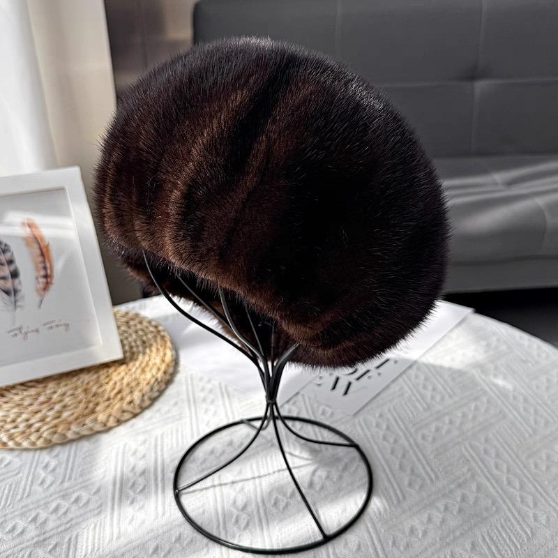 Luxury Women's Winter Bucket Hat Elegant Warm Fashion Real Mink Fur Cap for Casual Travel Cycling-Factory