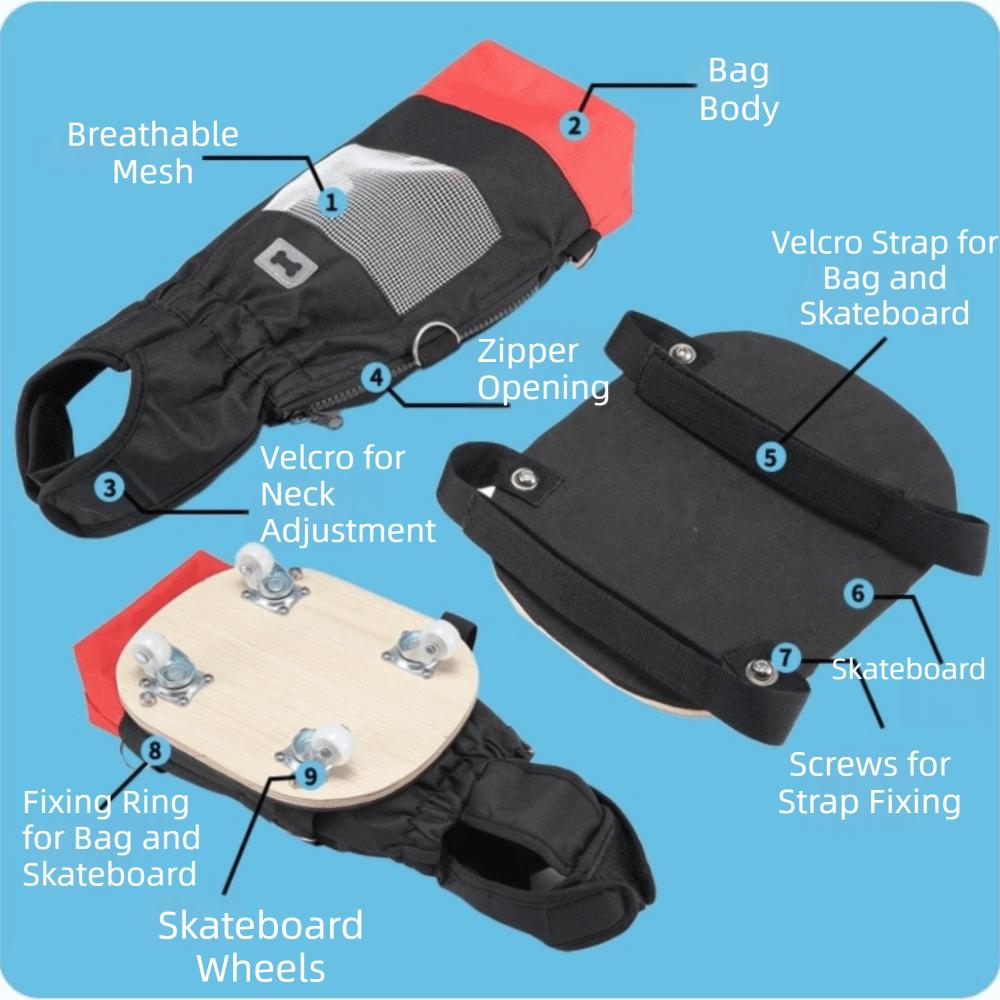 Breathable Disabled Dog Scooter Adjustable Strap Dog Walking Scooter  Elderly Pet