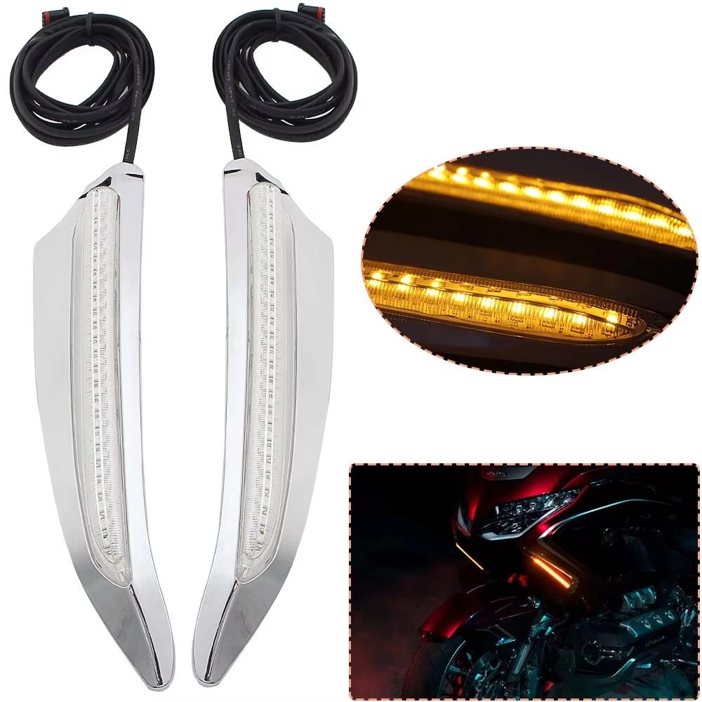 Motorcycle Part Front Lighted Vent Trim LED Light Turn Signal Lamp Kit ABS Plastic For Honda Gold Wing Tour DCT Airbag 2018-up