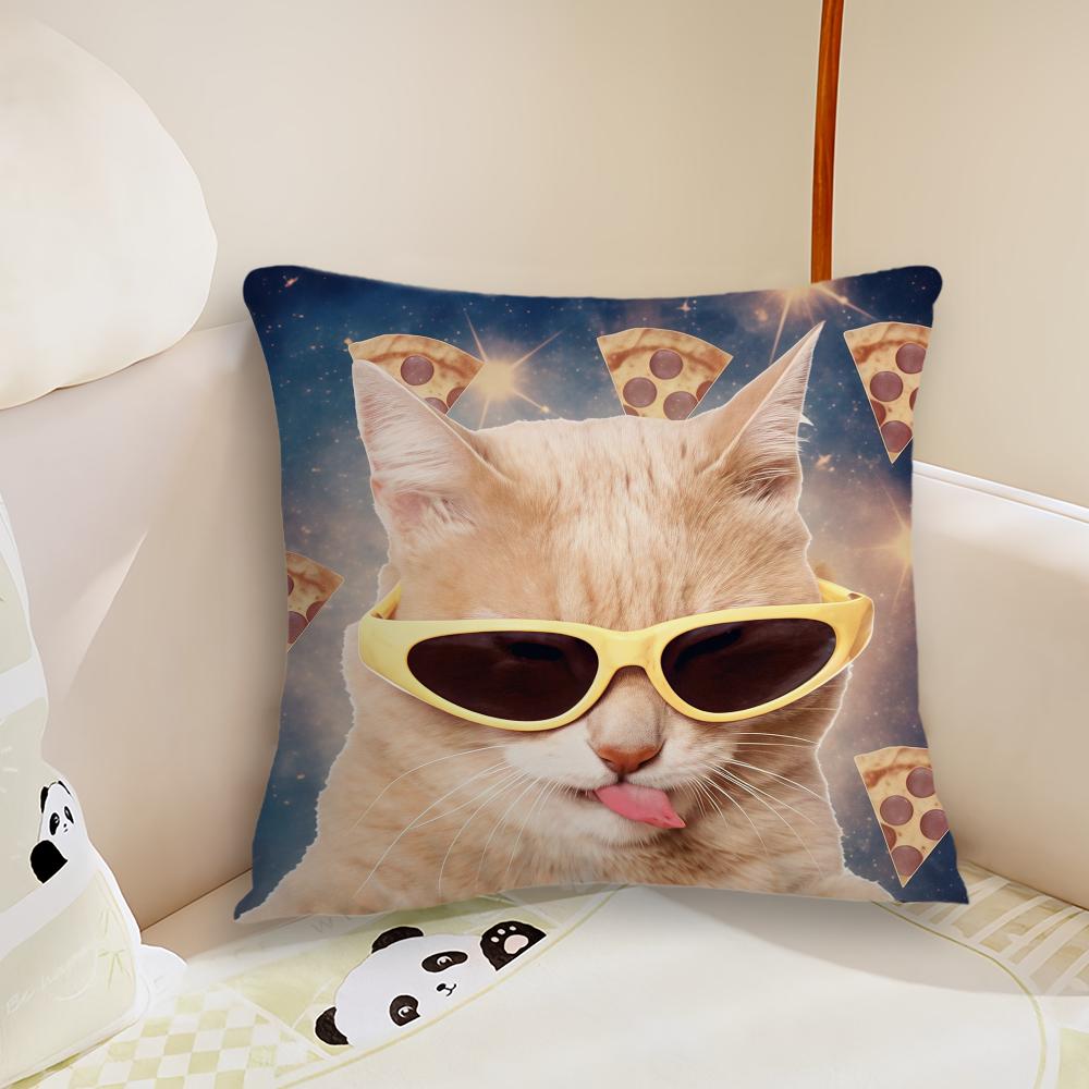 Funny Silly Cat Meme cushion cover Plush Fabric Soft Double Sided Print Sofa Cushion Cover Throw Pillow Covers
