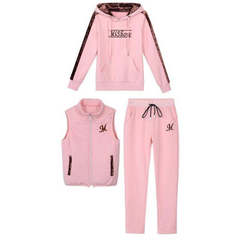 Dámské podzimní a zimní plus sametově vycpané sportovní oblečení 2023 nadměrná velikost ležérní třídílný módní svetr