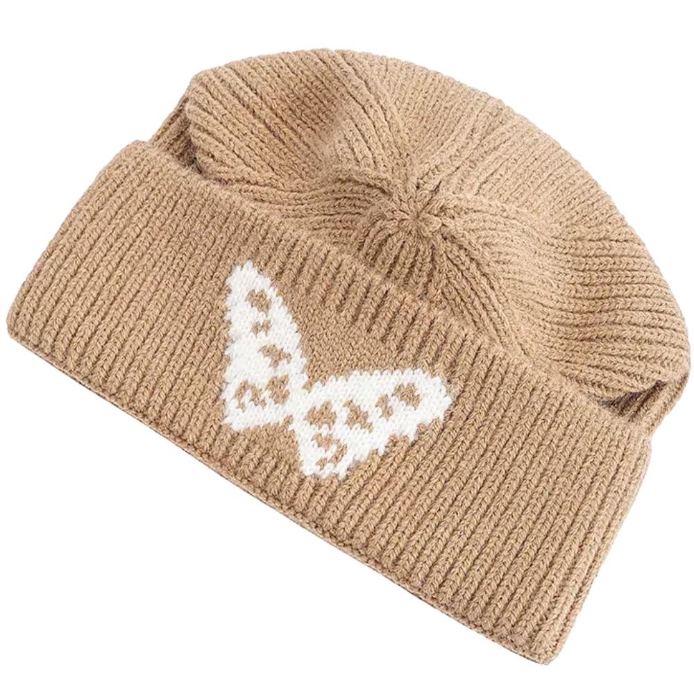 New Butterfly Embroidery Beanie Hats Winter Warm Cap Y2K Hats For Women Solid Color Winter Knitted Girl Hats Gift