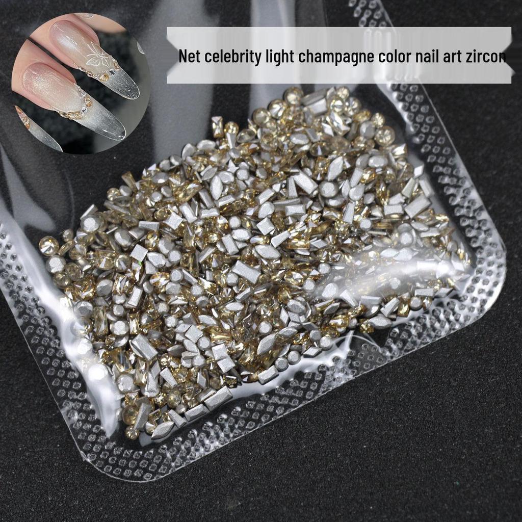 Mini Light Champagne Zircon Rhinestone Nail Art - Super Shiny Irregular Flat-Bottomed Ornaments