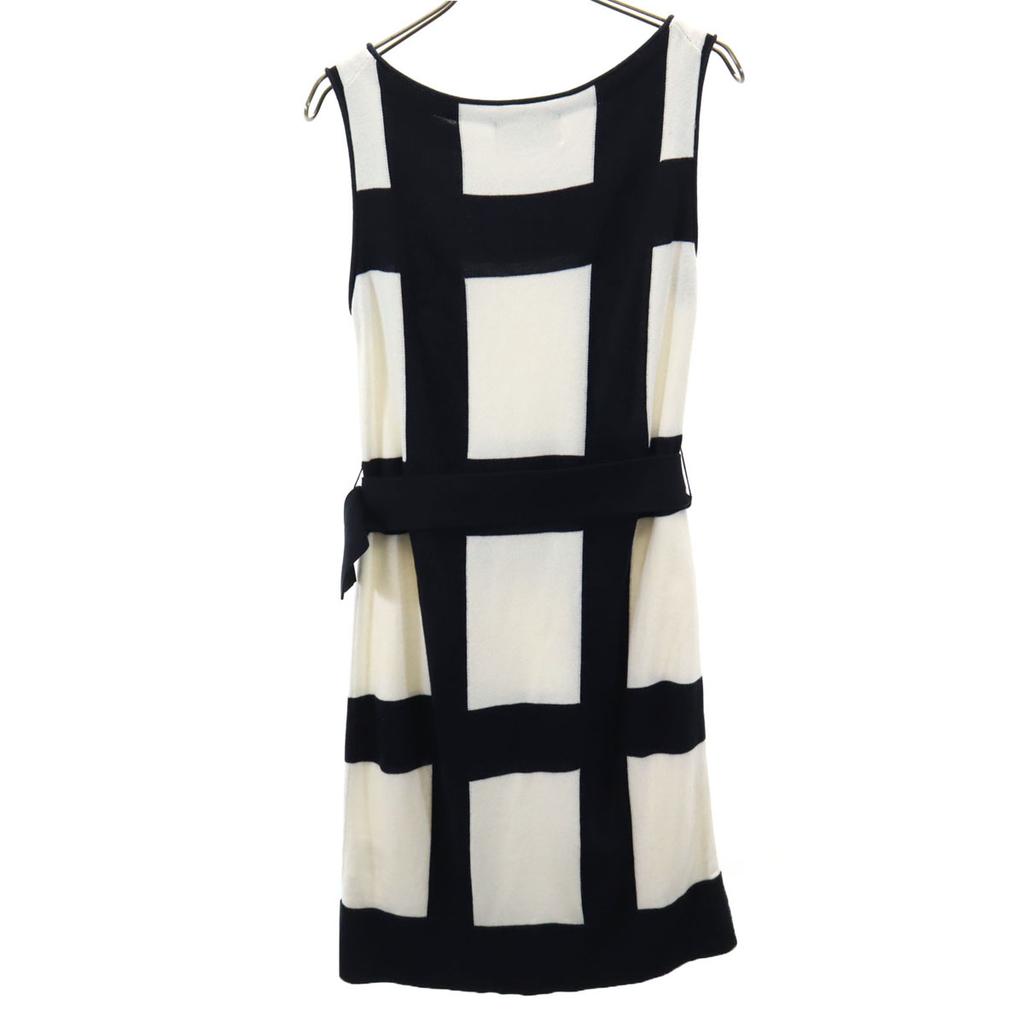UNTITLED Check No Sleeve Knee-length Dress 2 White System Knit Women Used