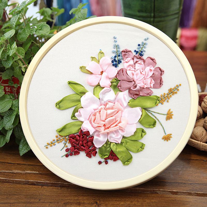 Ribbon Embroidery Hanging Picture Material Bag Small Fresh Three-dimensional Embroidery Manual Diy Beginner Material Bag