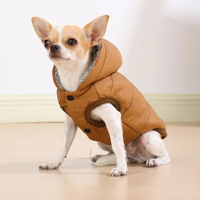 Autumn And Winter Pet Warm Thickened Coat Dog Cotton Coat Vest With Hat Suitable For Small And Medium-sized Dogs Pet Warm Vests