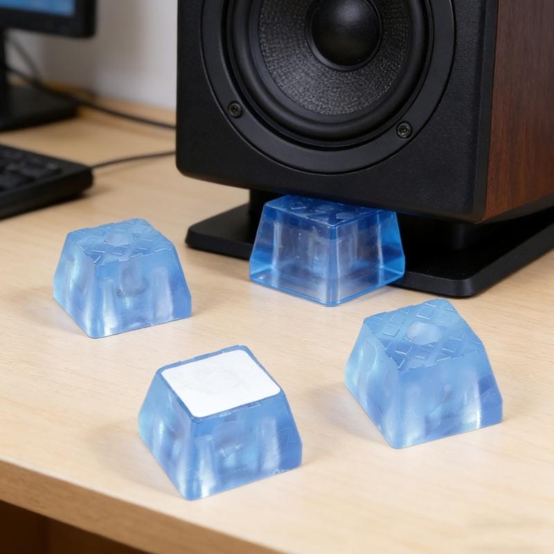 4 Piece Square Anti Slip Rubber Feet Pad For Speakers And Furniture With Enhances Grip And Shock Absorption