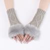 Diamond Shaped Short Gloves for Women Knitted Warm Half-finger Arm Sleeves