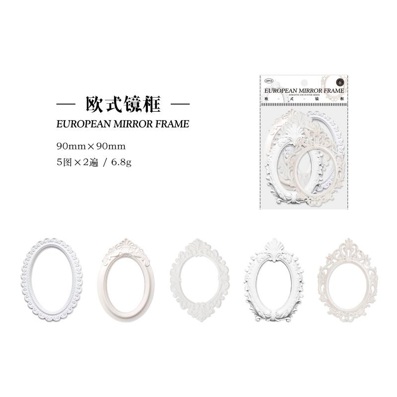 

10 pcs Relief retro frame hollow-out square round shape picture frame gorgeous relief hand tent DIY decorative collage material