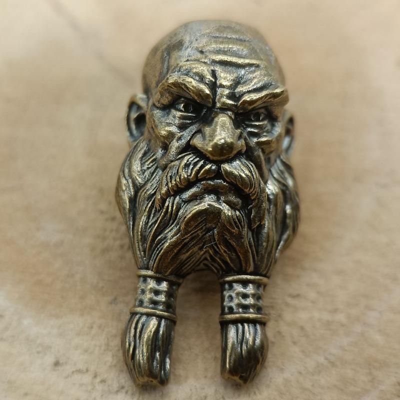 1pcs Antique Copper Long Bearded Old Man Keychain Pendant Backpack Charms Classical Brass Vintage Crafts Home Decor Accessories