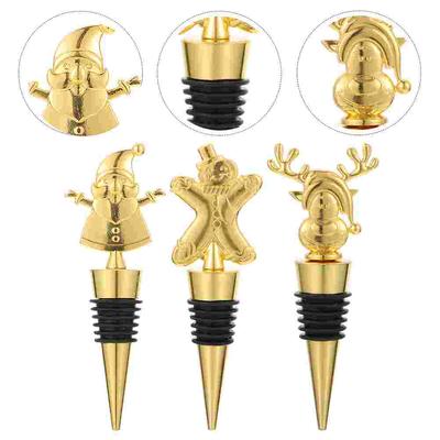 3 Pcs Christmas Corks Sealing Bottle Lid Plug Cabinet Set Stoppers Zinc Alloy Beverage Reusable Opener Wall Mounted