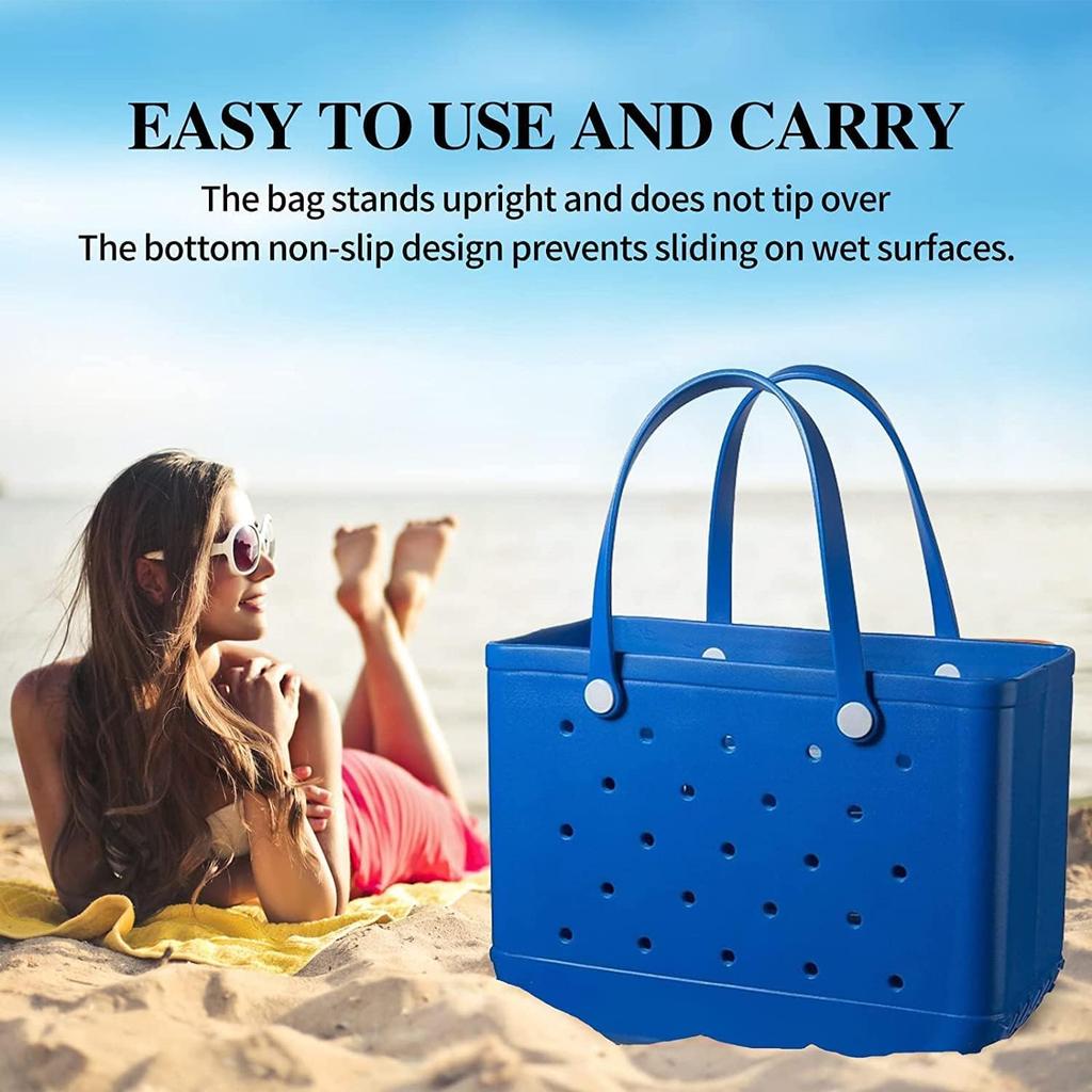 Bolsa de Playa Bolso Tote Ligero de Goma Grande Impermeable Lavable para Exterior Bolso de Mano Duradero Abierto para Viajes Camping Playa Deportes Barco Piscina Gimnasio