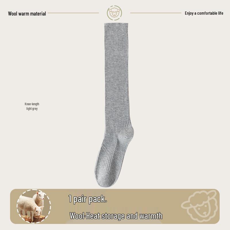 Wool Over-the-Knee Stripe Socks - Slim, Warm, Thigh-Length for Autumn & Winter