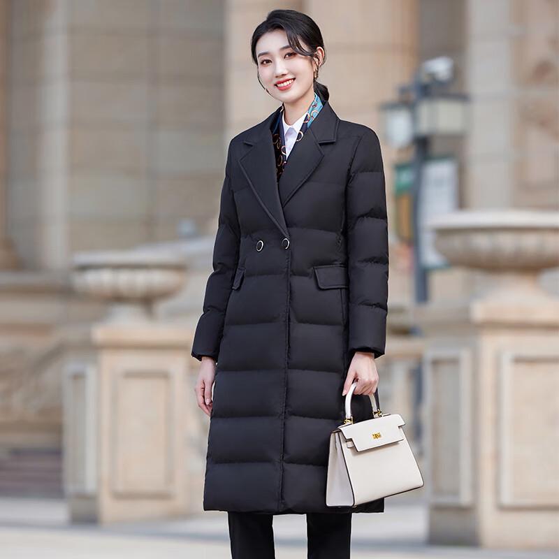 Tromen Women's Lapel Collar Mid-Length Padded Winter Coat