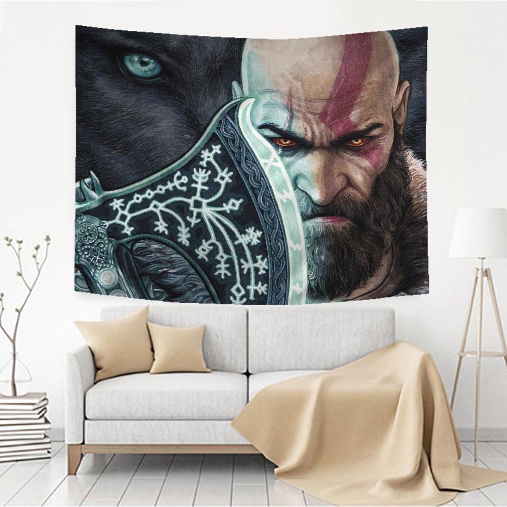 God of War Tapestry Floor Mat NonSlip Laundry Room Mat Laundry Decor Balcony Child Living Room Household Carpets