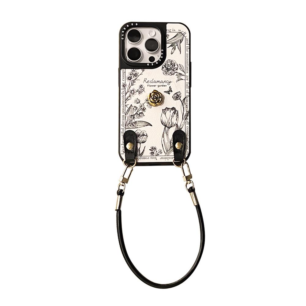 Applicable to Apple 16/17Promax lanyard mobile phone case iPhone12/13/14/15 oblique span anti-drop protective case