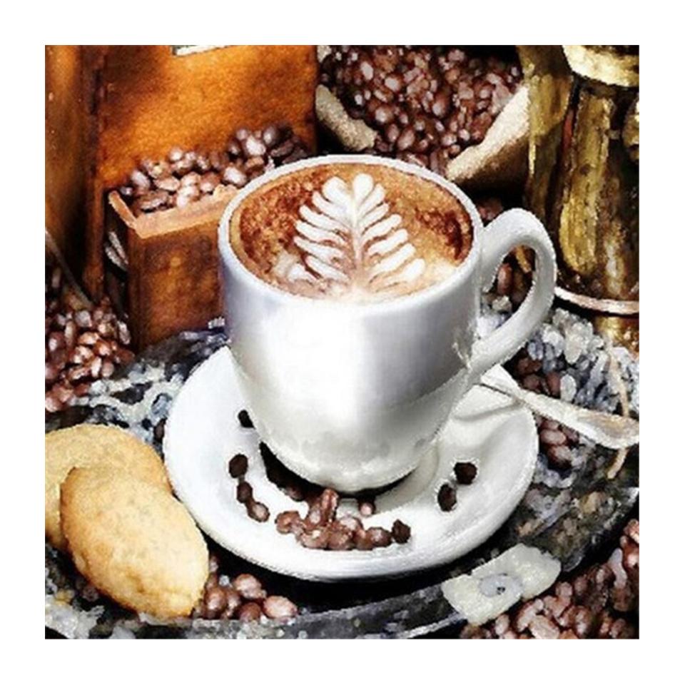 5D DIY Full Round Diamond Painting Coffee Diamond Embroidery Rhinestone Picture Cross Stitch Mosaic Home Decoration Gift