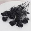 Black and White Roses Cemetery Roses Long Stem with Leaves Black Bouquet