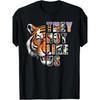 European Sizes Men's Bold Tiger Graphic T-Shirt - "They Not Like Us" Football Tee In Orange/Purple, Gym