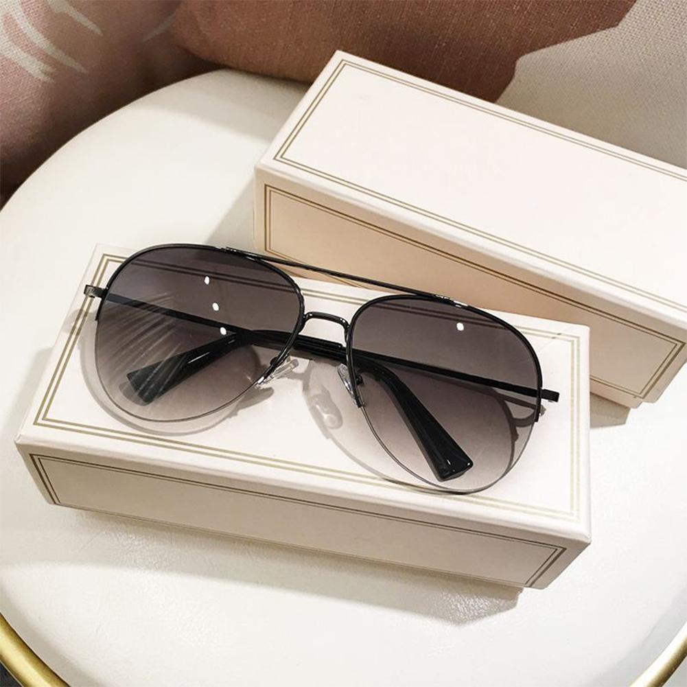 Men's Gradient Color Aviator Sunglasses Metal Semi-Rimless Frame Retro Aviator Sunglasses with UV400 Lenses for Driving Outdoor
